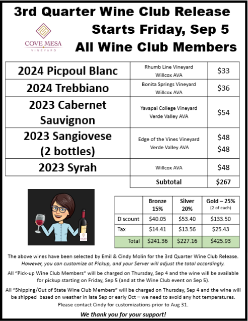 2025 Q3 Wine club release graphic