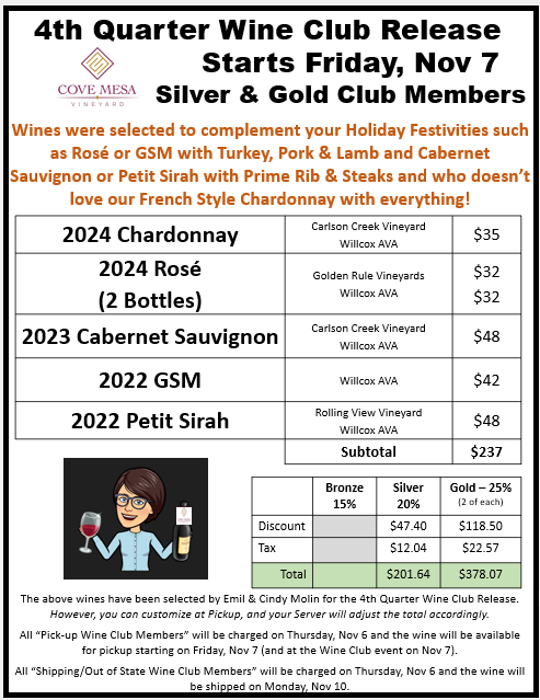 2025 Q4 Wine club release graphic